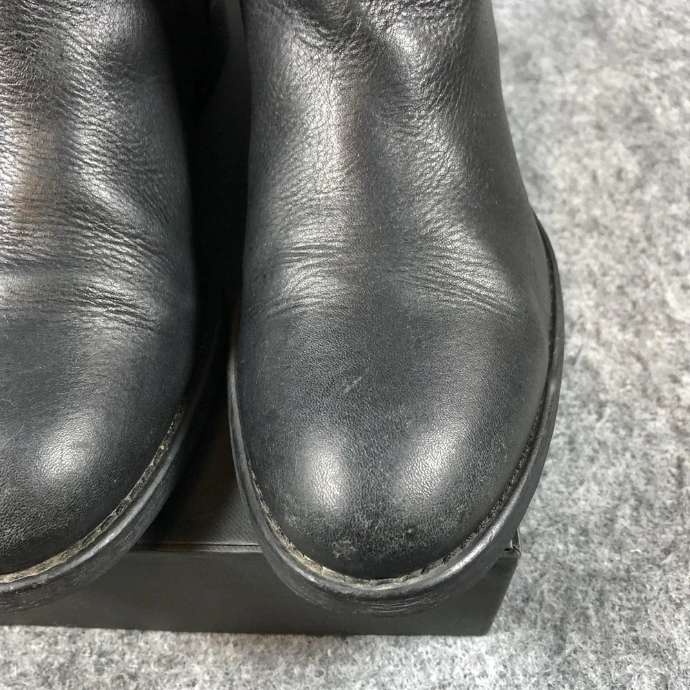 Madewell Ankle Boots‎ Womens 9.5 Black Leather Strap Pull On Low Heel 03827